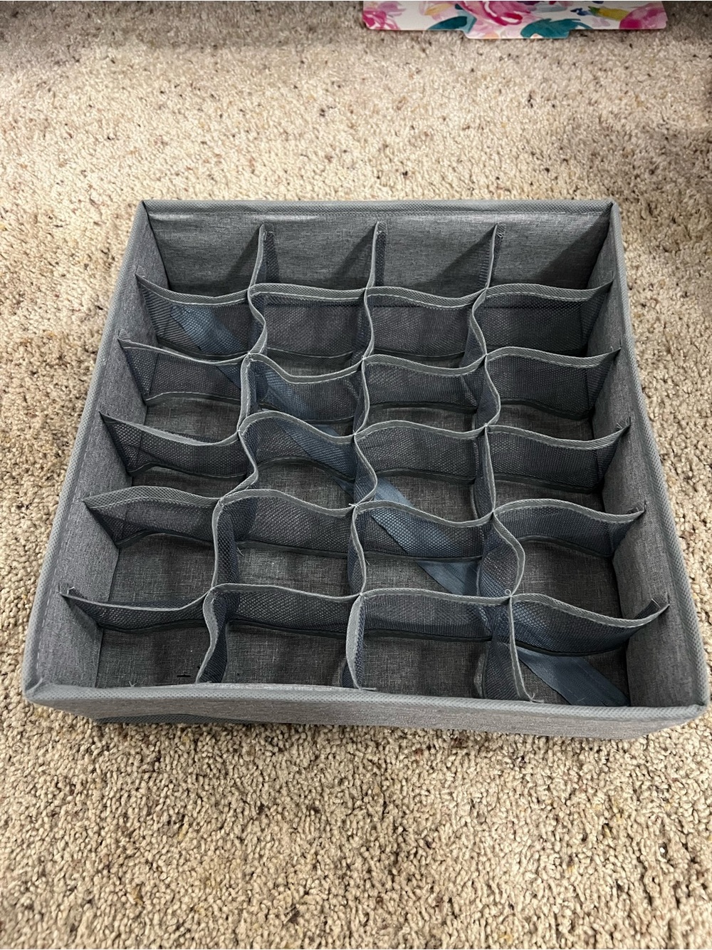 Dark Gray Fabric 25-Compartment Drawer Organizer